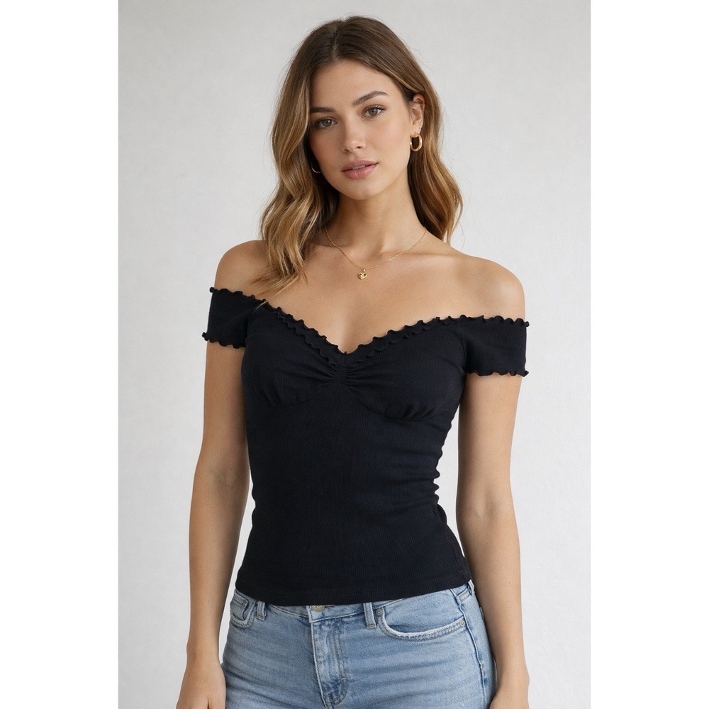 LAST TANG0 Black L/XL Sleeveless Scoop Neck Ruched Tank  Top